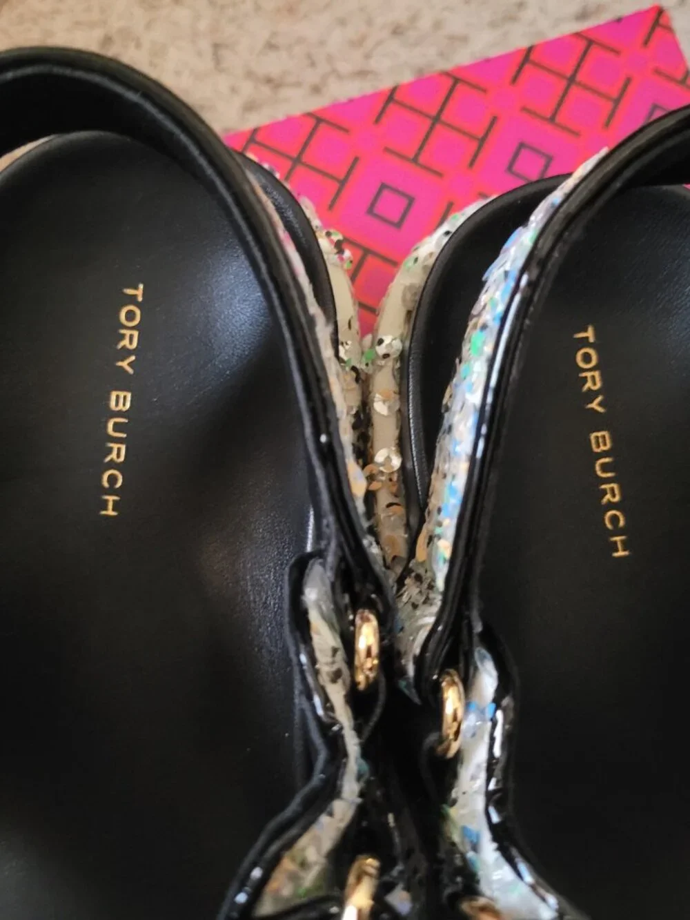 NIB Tory Burch Kira Sport Sandal Sequin - 8.5